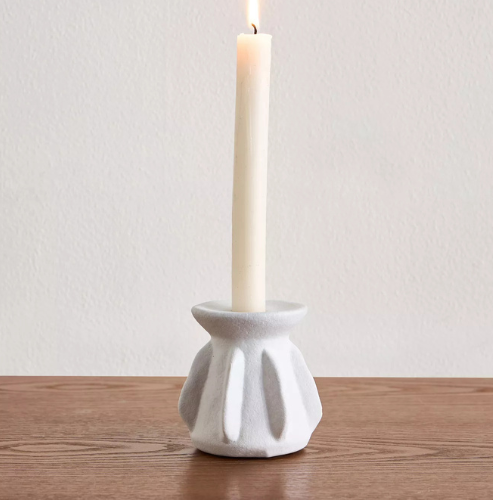 White Ceramic Taper Candle Holder