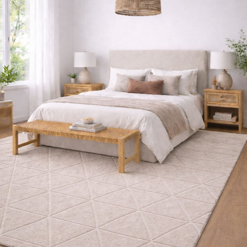 Cloud Geometrical Fur rug-Beige